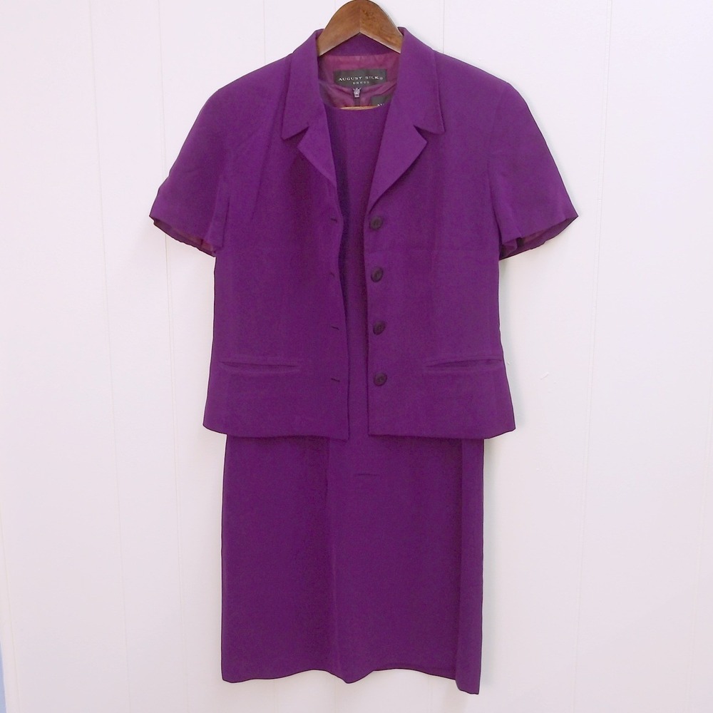 August Silk‎ Purple Dress & Jacket Business Career Interview sz 8 /#8051 - Picture 6 of 8